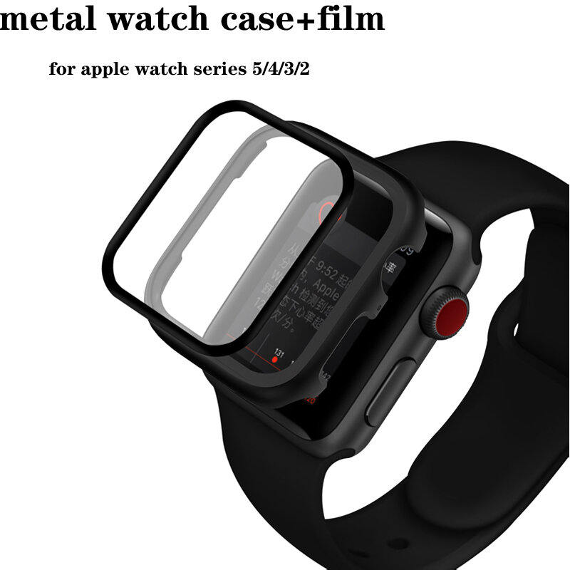 Custodia protettiva in metallo e pellicola per apple watch 6 5 44mm 40mm 42mm 38mm serie iwatch SE/6/5/4/3/2 Cover protettiva Ultra sottile trasparente