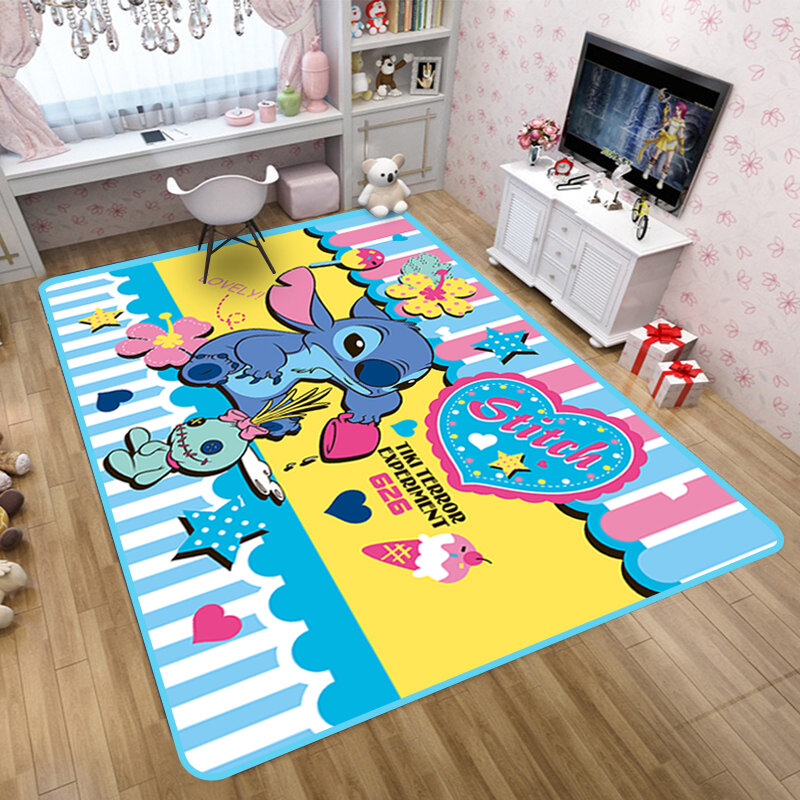 Tapete infantil para brincadeiras, 160x80cm, disney, lilo e stitch, tapete antiderrapante de absorção de água para sala de estar, do corredor