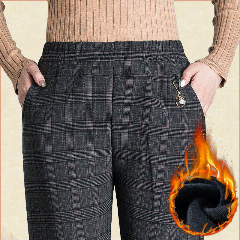 Pantalon surdimensionné pour femme, taille haute, élastique, décontracté, en peluche, pour maman, nouvelle collection automne hiver XL-8XL
