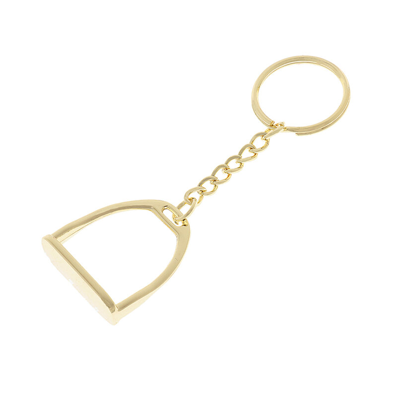 Gold โลหะผสมสังกะสี Western พวงกุญแจ Stirrup Key แหวนแขวนกระเป๋าเป้สะพายหลังกระเป๋าถือตกแต่งเครื่องมือ Equine เกียร์8ซม.