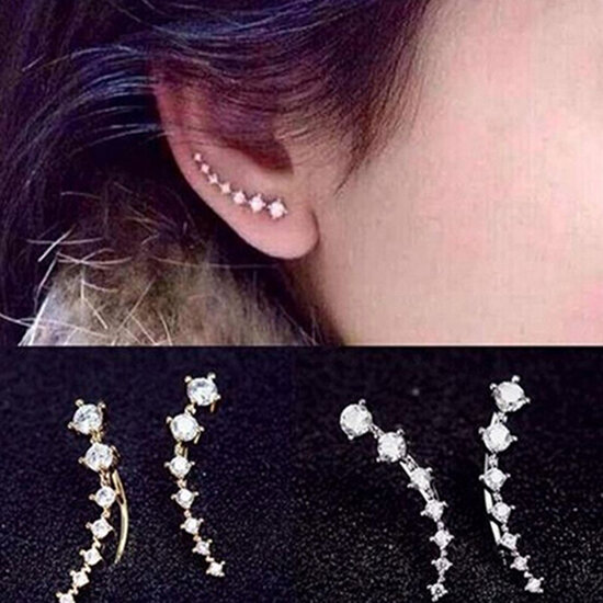 Boucles d'oreilles en Zircon pour femmes, strass, à la mode, bijoux à Clip, 2020