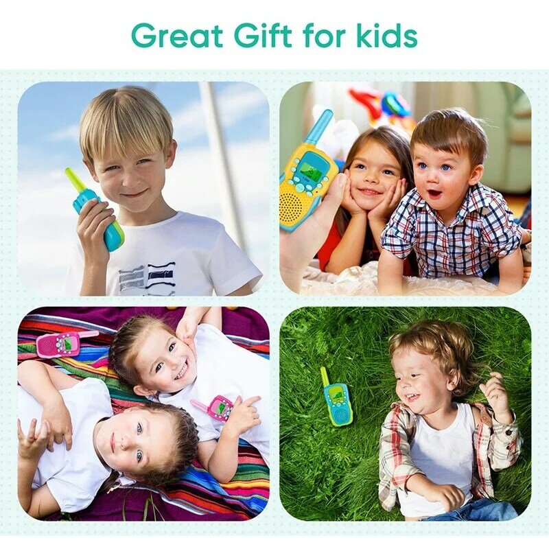 Walkie-talkies para niños, juguetes de actividad para interiores y exteriores, rango de 3 KM, regalos de cumpleaños para niños y niñas, 3 uds.