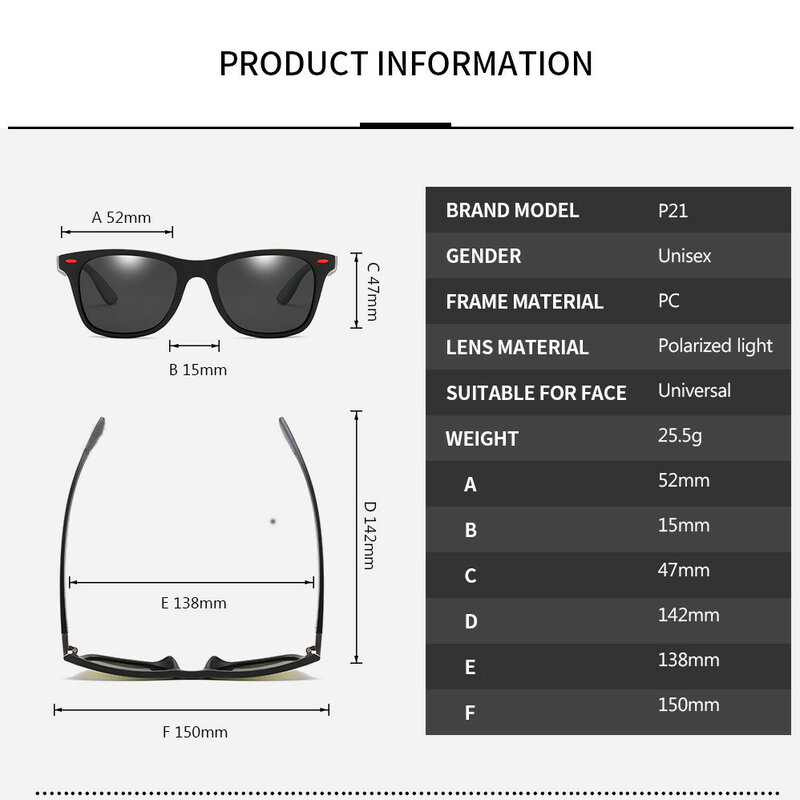 ZXWLYXGX-Classic óculos polarizados para homens e mulheres, óculos de sol com moldura quadrada, óculos masculinos, Brand Design, UV400