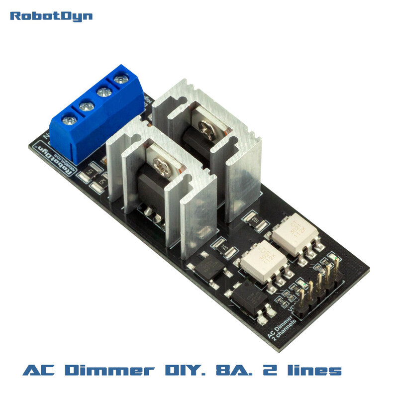Modulo Dimmer luce ca, 2 canali, logica 3.3V/5V, ca 50/60hz, 220V/110V.