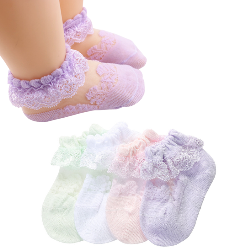 Новые детские кружевные носки летние тонкие носки принцессы для маленьких девочек