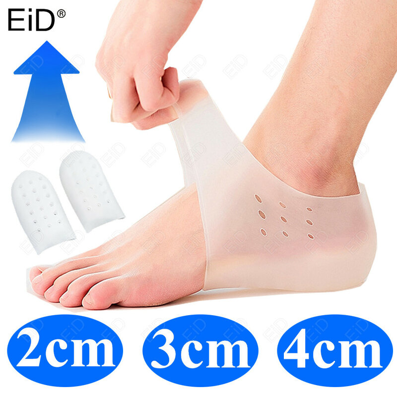 EiD-Palmilha Invisível de Silicone para Homens e Mulheres, Sapato, Elevação de Altura, Mais Alto, Meia Macia, 2cm, 3cm, 4cm, 2 em 1