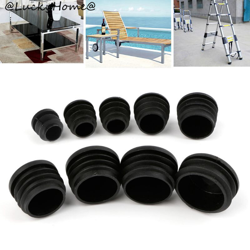 Tapón de plástico negro para patas de muebles, tapón de cierre para tubo redondo, oferta, 10 Uds.