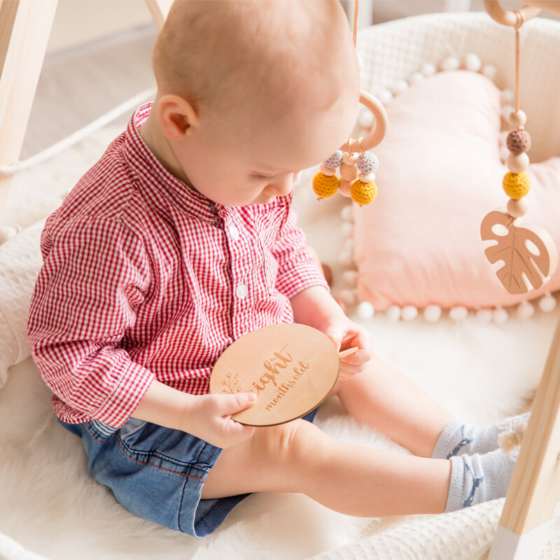 Baby Milestone การ์ดไม้ทารกเดือน Recordding จำนวนที่ระลึก Baby Milestone คลิปไม้ DIY การถ่ายภาพ Pro เครื่องมือ