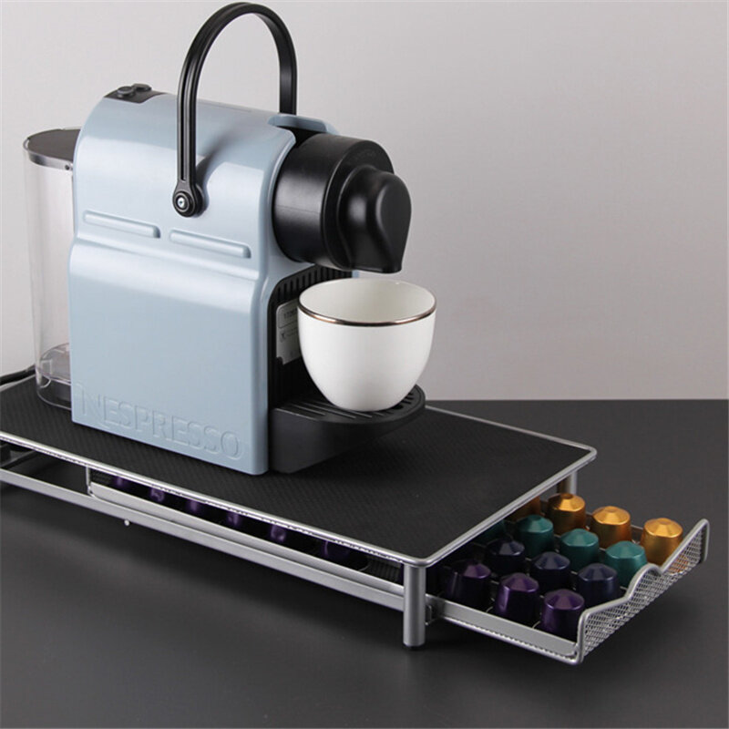 40 pçs cápsulas de café titular para nespresso organizador suporte de metal prático café pod titular gaveta de armazenamento cápsulas rack