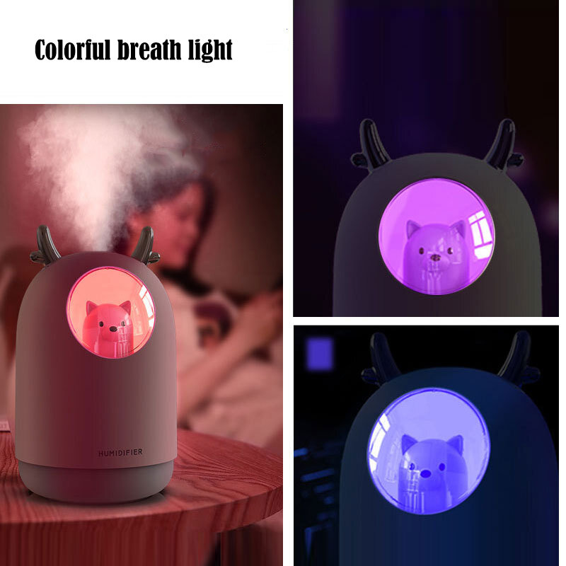 300ML Pet Ultraschall Usb-luftbefeuchter Aroma Ätherisches Öl Diffuser Kühlen Nebel Maker Fogger Mit Farbe LED Lampe Humidificador