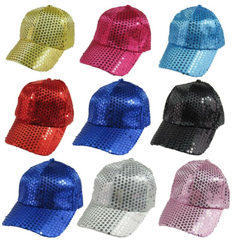 남녀공용 반짝이 모자, 스팽글 야구 모자, 스냅백 모자, 파티, 야외 조절 가능, 직송, 핫 세일