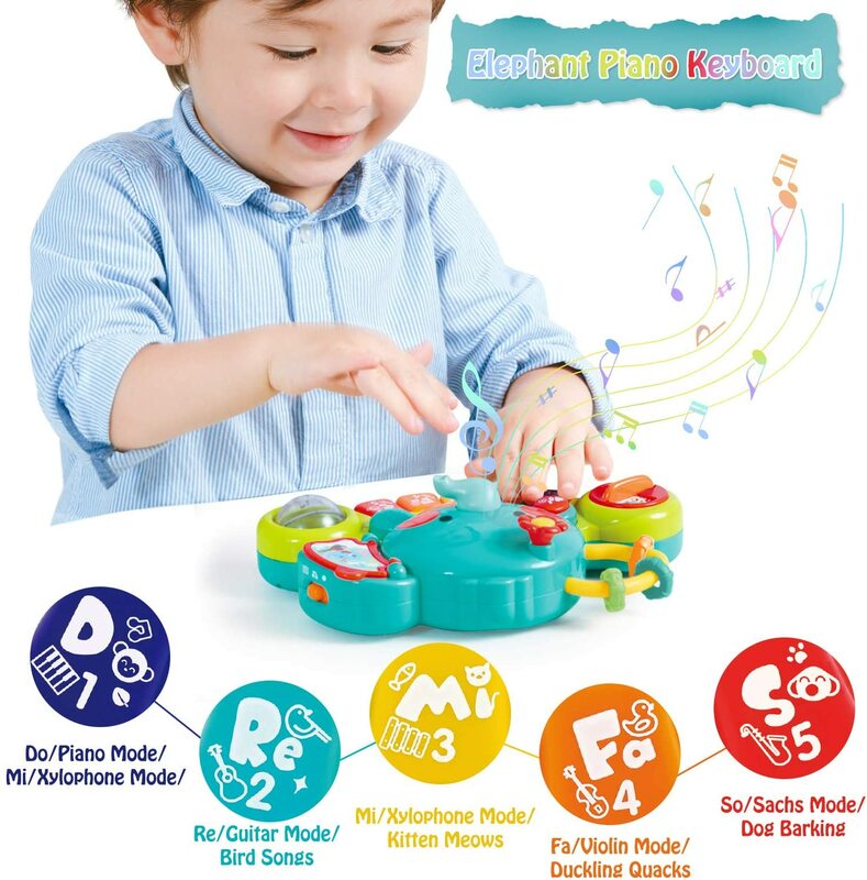 I giocattoli del Piano del bambino di storocchio illuminano i giocattoli del bambino giocattoli di apprendimento musicale per i regali dei giocattoli della tastiera del Piano dell'elefante del bambino del bambino infantile