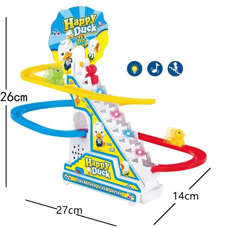Penguin Track Toy Climb Stairs Children Kids Classic Cartoon Dogs Ducks Electrical Music Light Birthday Christmas New Year Gift