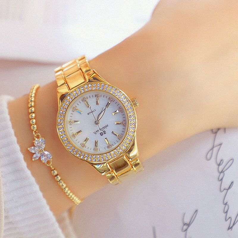Fashion Luxe Vrouwen Horloges Diamond Dames Quartz Horloges rvs Goud Zilver Klok Vrouwelijke Horloge relogio feminino