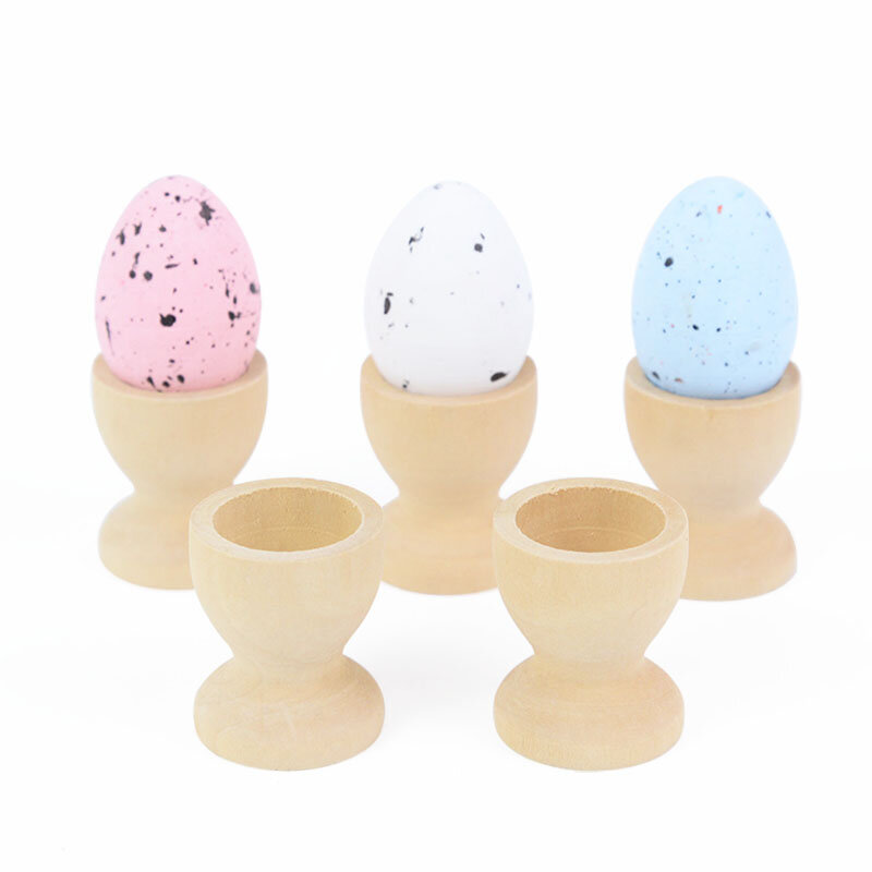5pcs 나무 계란 컵 홀더 계란 페인트 디스플레이 스탠드 삶은 계란 컨테이너 주방 용품 행복 한 부활절 장식