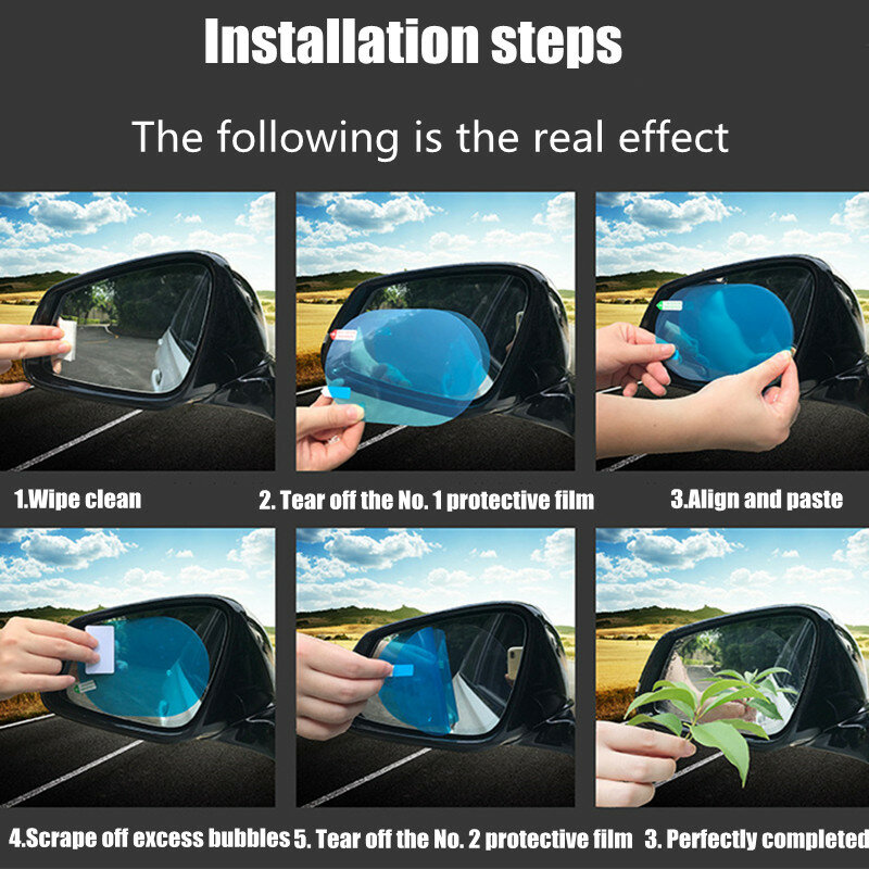 2 Pcs Car Rainproof Film Car Rearview Mirror Protective Rain Proof Anti Fog Waterproof Film Membrane Car Sticker Car Accessories