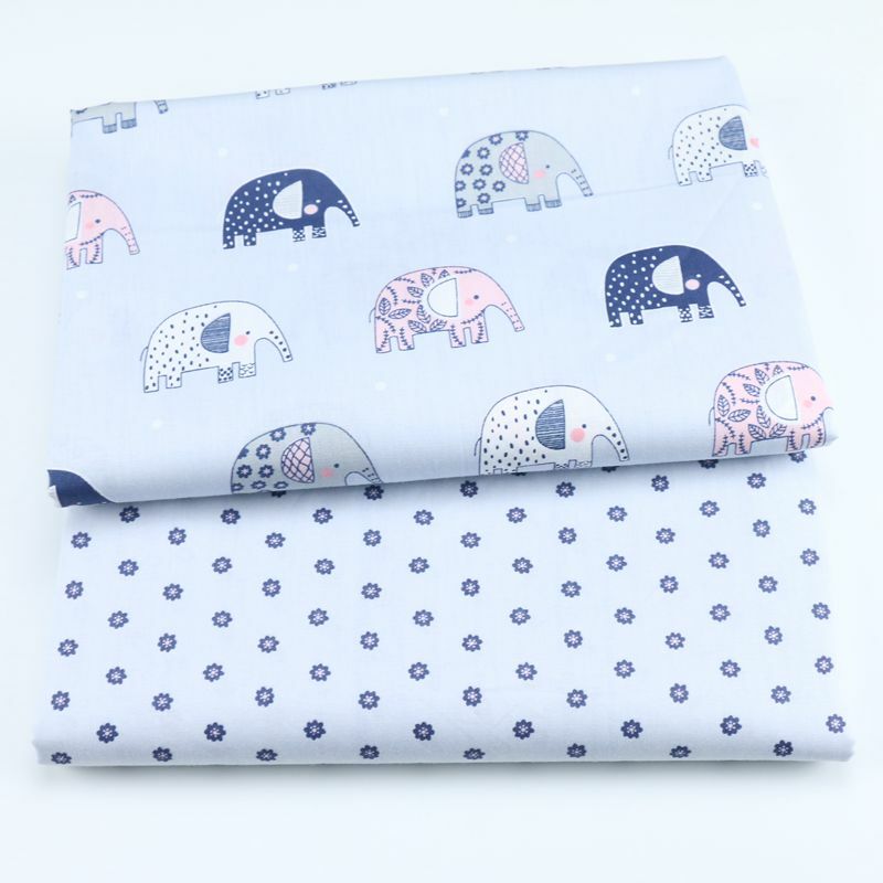2pcs Unicorn, Bear Animals Cotton Twill Textile Fabric Bundle For Baby Child Patchwork Quilting Fat Quarters DIY Sewing Fabric