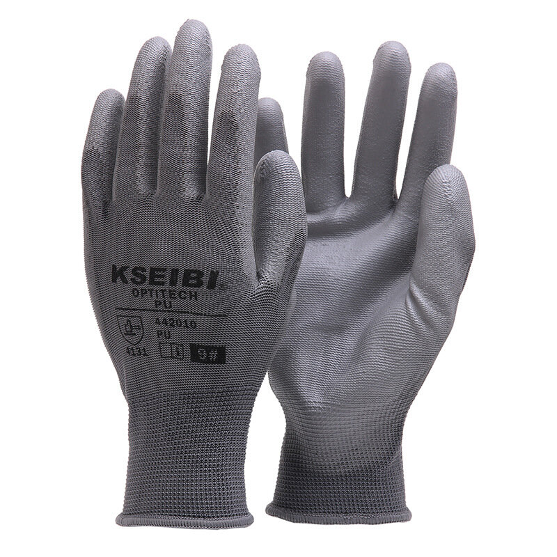新 1 ペア園芸作業手袋ポリエステル繊維 + Pu アンチスリップ/耐久ガーデンツール安全手袋手保護