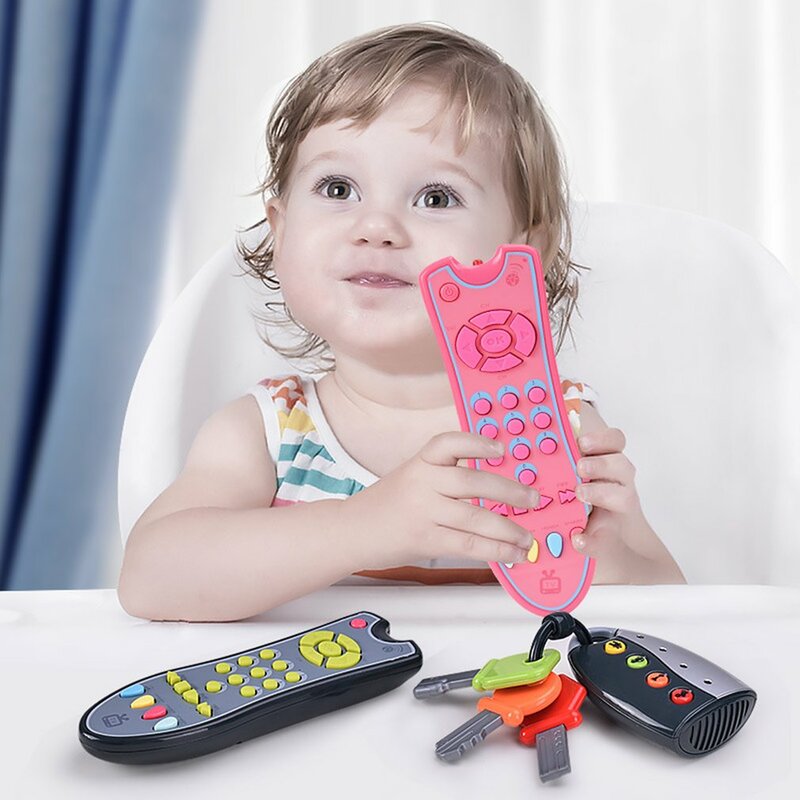 Juguete con Control remoto de Tv para niños pequeños, luces realistas, juguete de aprendizaje Musical, regalos para bebés