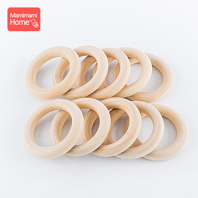 mamihome 20pc Maple Wood Ring Smooth Surface Natural Wood Teething Children Kids DIY Wooden Making Necklace Crafts Accessories