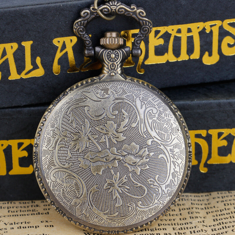 Reloj De bolsillo De cuarzo para hombre y mujer, pulsera con colgante, cadena, barco grabado, regalo
