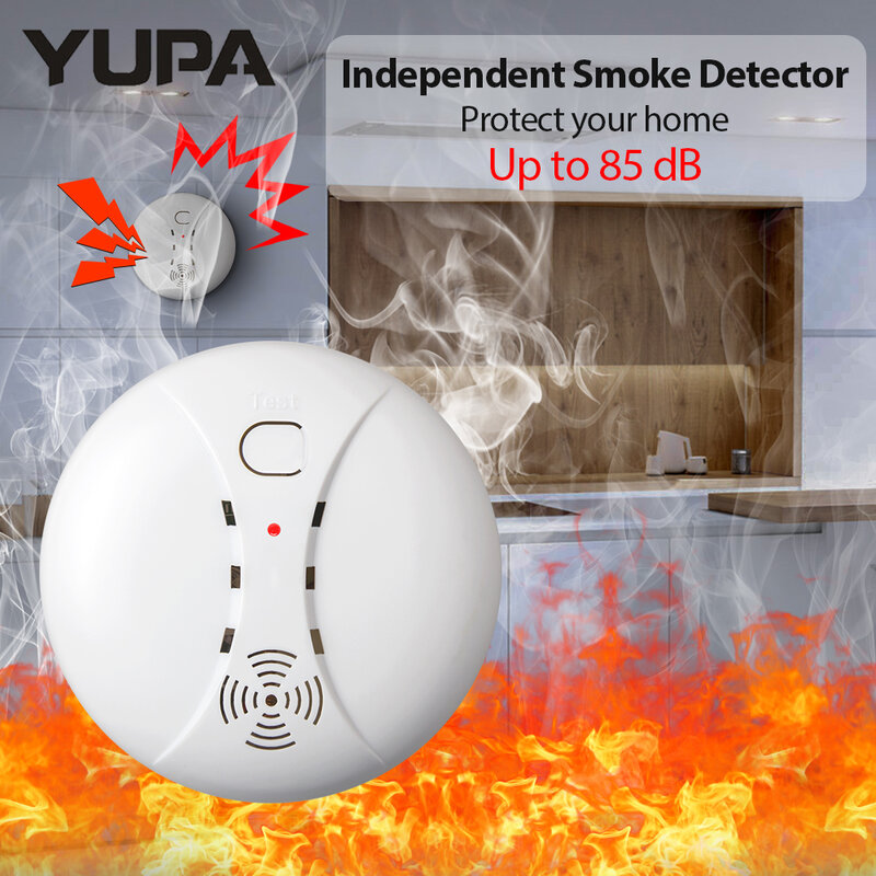 YUPA-Detector de humo inalámbrico, sistema de alarma de seguridad para el hogar, Sensor de fuego con Dial automático, 433MHz, para PG106, PG103, PG105, PG107, WiFi, GSM