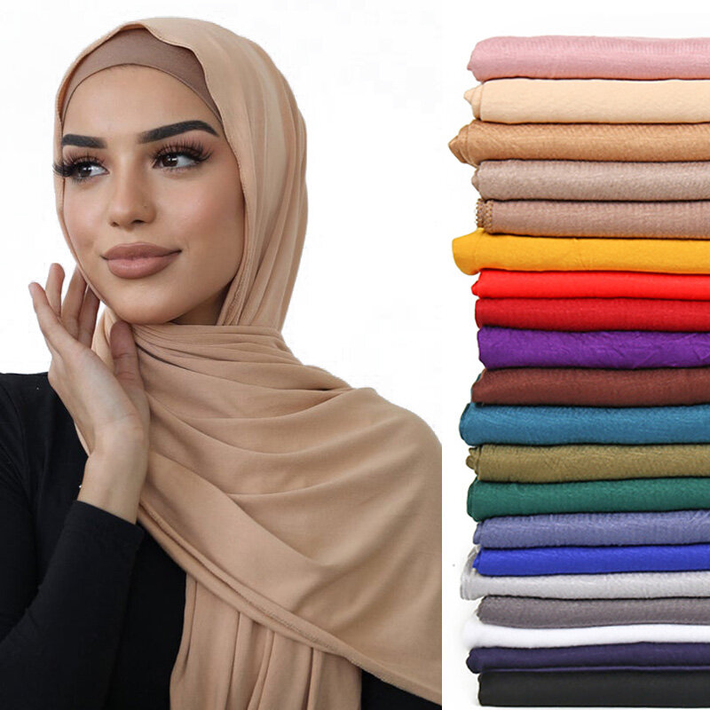 Hijab tecido de algodão hijab hijab tecido macio absorver suor turbante headscarf islâmico cabeça turbantes muçulmanos para mulher abaya