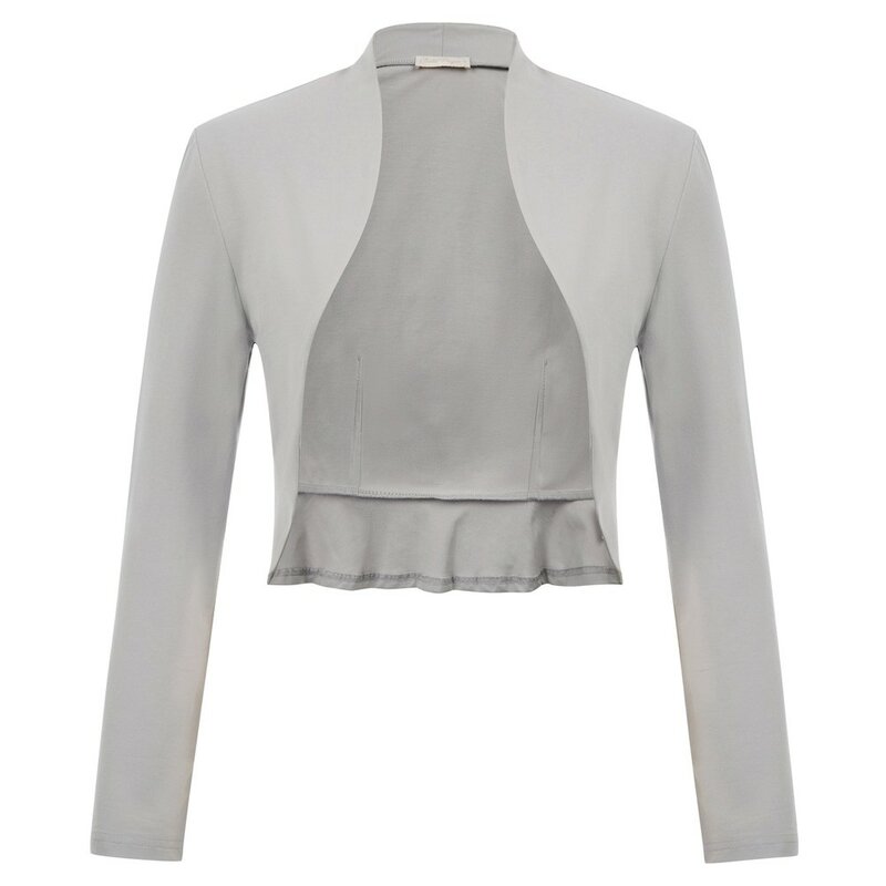 BP-Bolero de manga larga con dobladillo para mujer, chaqueta ajustada de algodón con frente abierto, Color sólido, informal, Vintage
