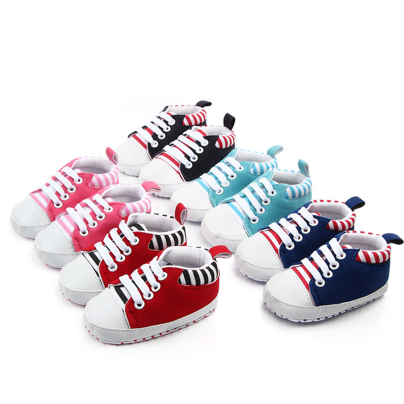 Chaussures décontractées à semelle souple pour bébé fille et garçon, à rayures, nouvelle collection 2020