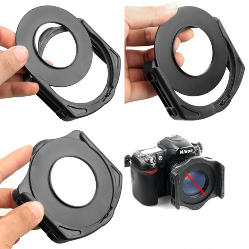 Adaptador de anillo de 9 tamaños, objetivo Filtro de campana, soporte para Cokin P, Canon, Nikon y Sony, 49, 52, 55, 58, 62, 67, 72, 77 y 82 mm