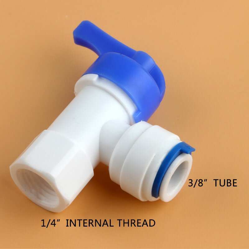 Válvula de esfera de plástico para tanque de pressão, válvula ro de conexão rápida para rosca fêmea de 3/8 a 1/4 polegadas, encaixe por osmose ro