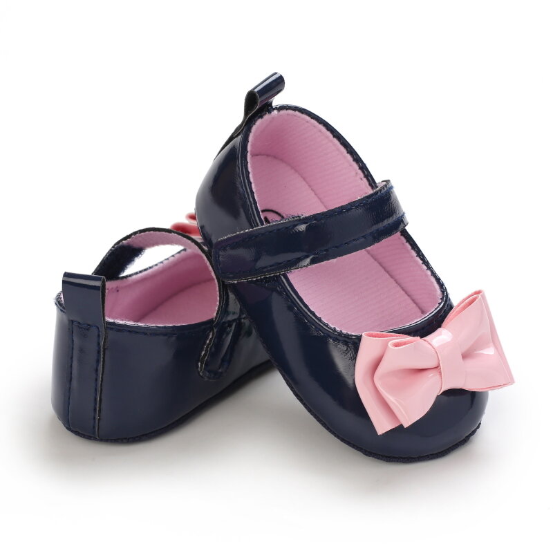 Zapatos de PU con lazo para bebés, calzado suave para primeros pasos, antideslizante, para primavera y otoño
