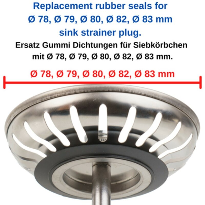 Rubber Seal Washer Gasket, Basket Filtro Plug, Kitchen Sink Filter Gasket, 78mm, 79mm, 80mm, 82mm, 83mm, 5 Pcs