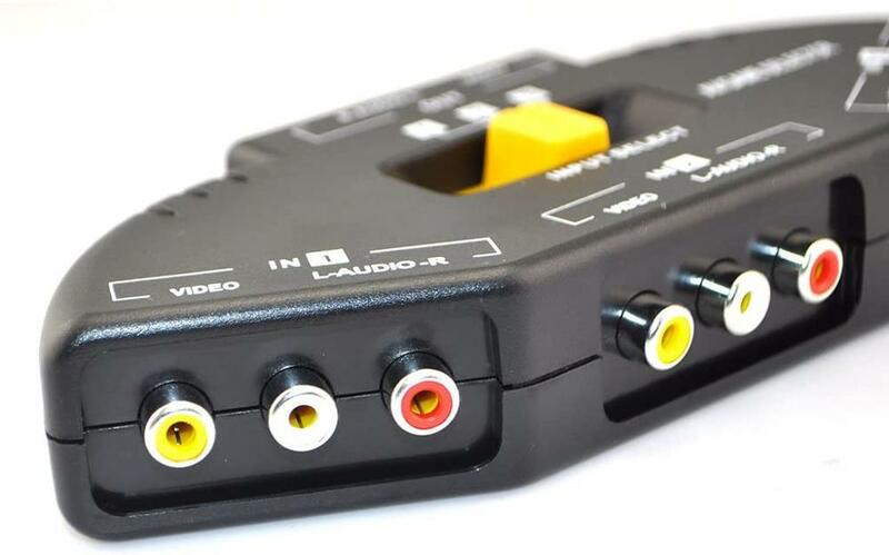 Audio Video RCA 3 Port Cara Selector Switcher dengan Kabel AV