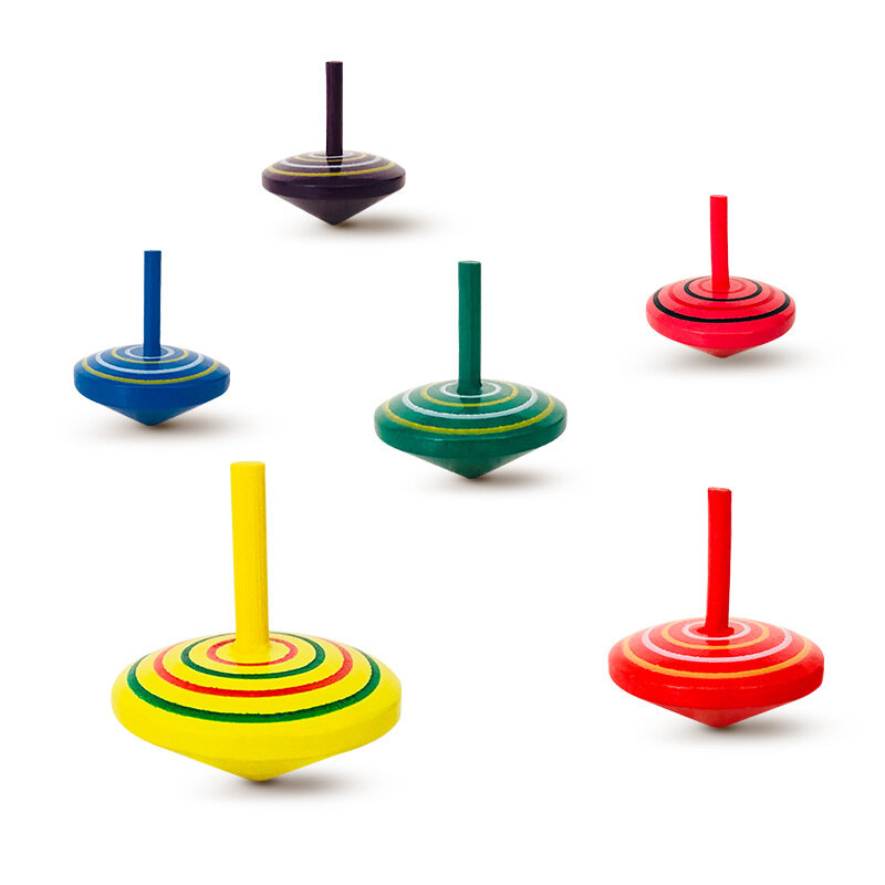 ไม้ Spinning Tops Handmade Craft ไม้ Tops เด็กผู้ใหญ่ของเล่นต่อต้านความเครียด Fidgets Toy สีสุ่มของขวัญของเล่น