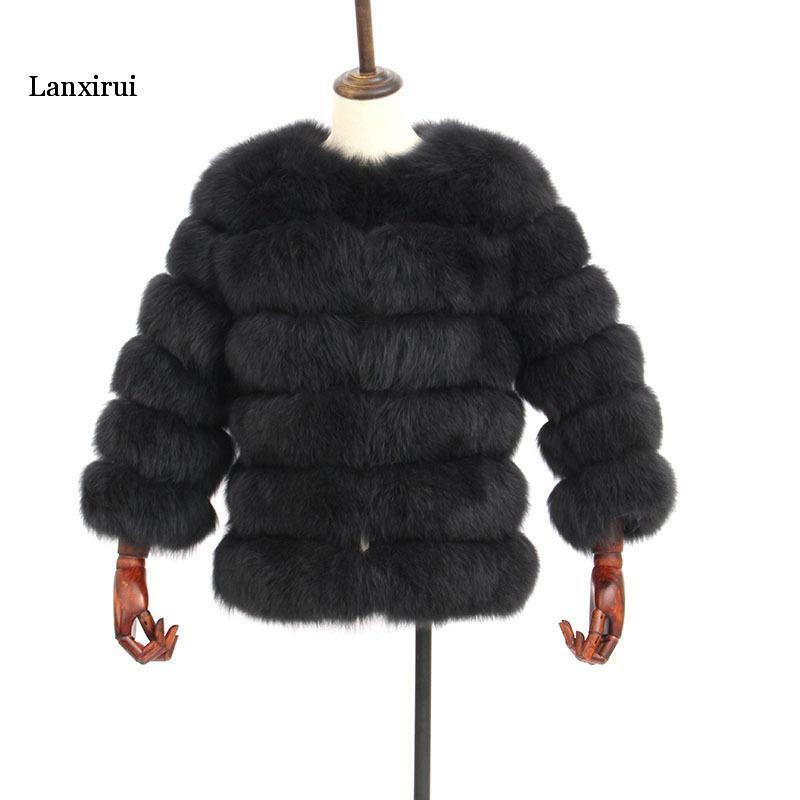 Mode Winter Mantel Frauen Luxus Faux Fuchs Pelzmantel Frauen Stehen Pelz Kragen Langarm Faux Pelz Jacke fourrure