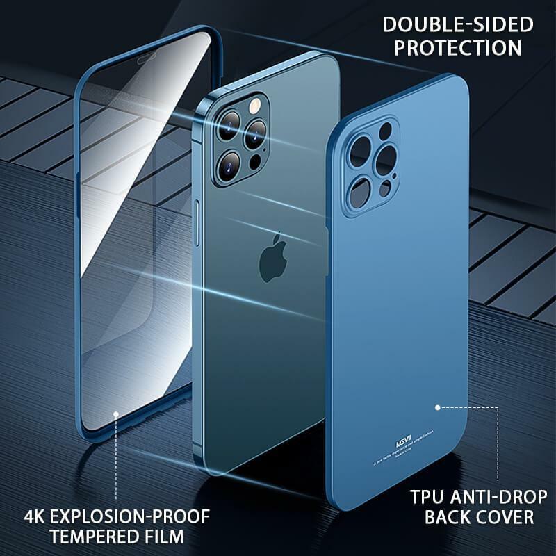 Funda protectora de cuerpo completo para iPhone, carcasa de vidrio templado de lujo 360 para iPhone 13, 12, 11 Pro Max Mini, envío directo