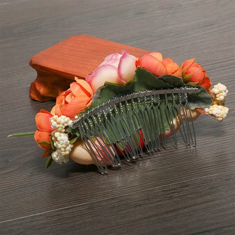MOLANS Chic kwiatowa do włosów grzebień stymulacja naturalne jagody kwiatowe stroiki wykwintne liść róży akcesoria ślub panny młodej