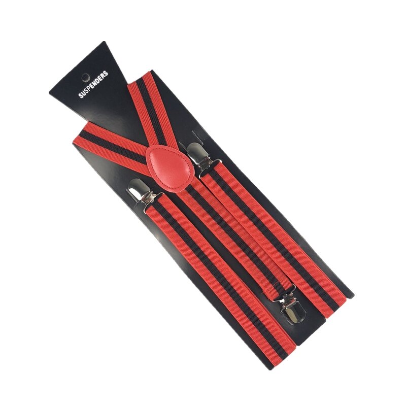 Winfox moda dla dorosłych Clip-on szelki elastyczny regulowany czarny biały niebieski szelki w paski dla kobiet mężczyzna