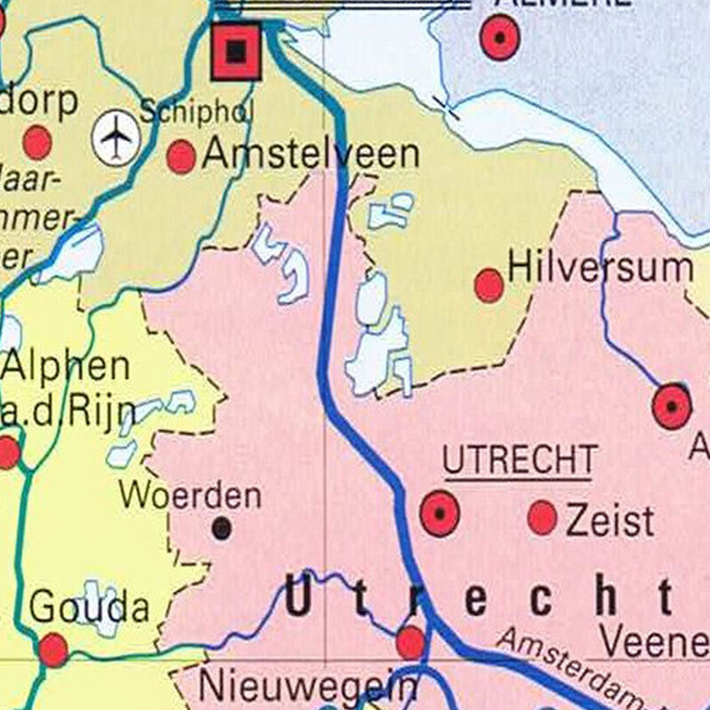 100*150 см карта провинций Нидерландов, настенный постер, Нетканая холщовая картина, комната, украшение для дома, школьные принадлежности на голландском языке