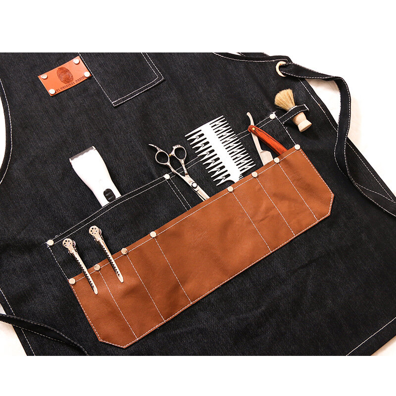 MINDYGOO 고품질 맞춤형 로고 공장 미용사 앞치마, 남녀공용 작업복, 인쇄 제작