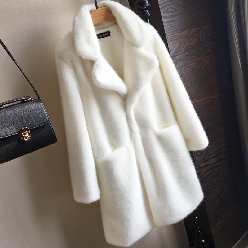 Abrigo de piel de visón de imitación para mujer, chaqueta cálida y gruesa, abrigo de felpa, ropa de abrigo para mujer, otoño e invierno, nuevo, C686