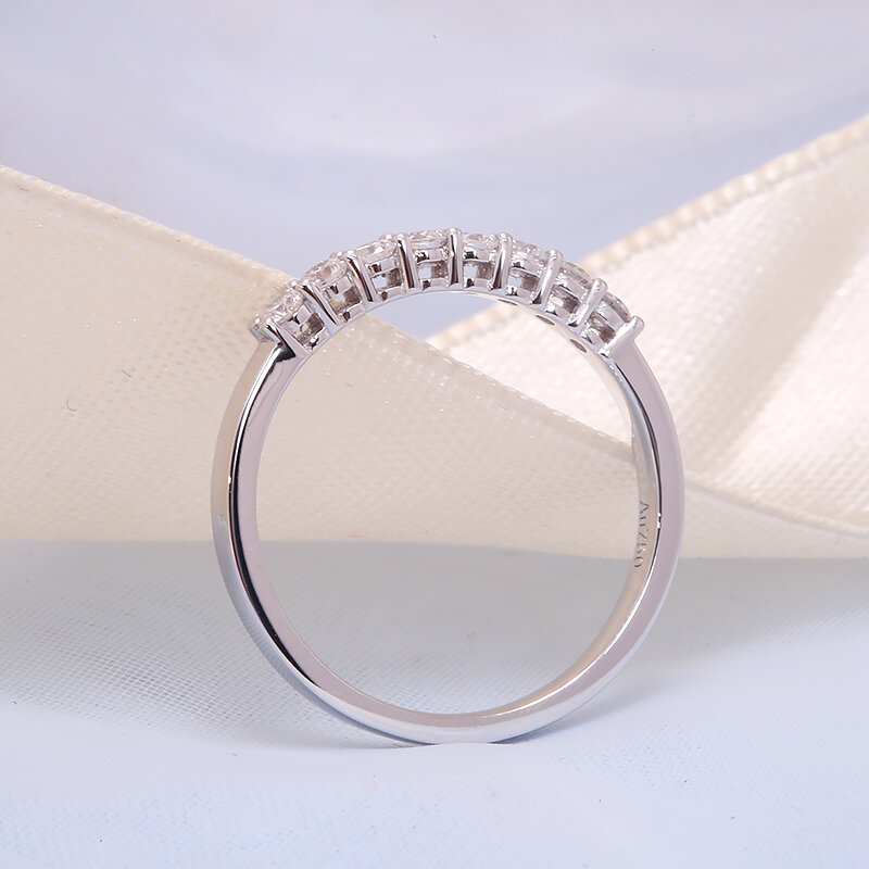 AEAW 14k białe złoto 0,25 ctw 2mm EF okrągłe wycięcie zaręczynowe i ślubne laboratorium hodowane diamentowe opaska CVD HPHT dla kobiet