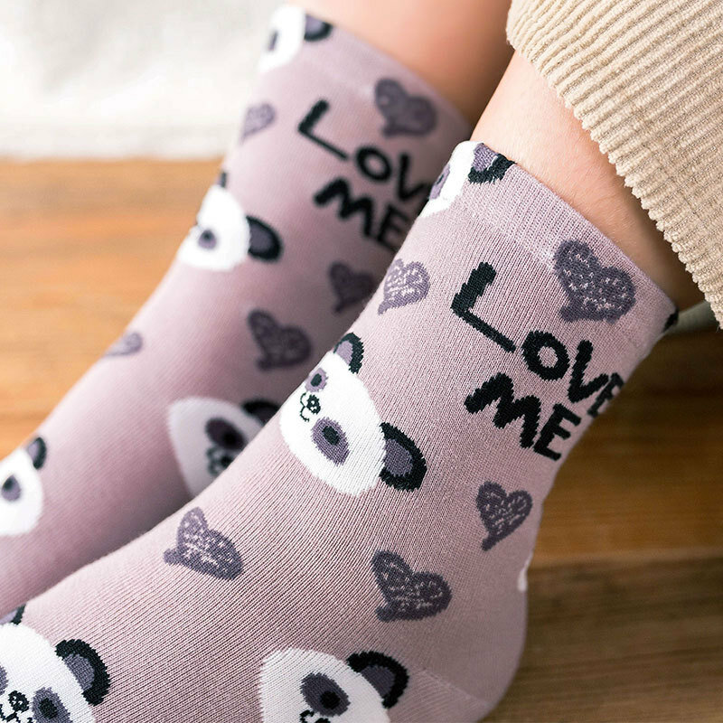 Модные женские хлопковые носки с рисунком животных в Корейском стиле Харадзюку; Милые повседневные короткие смешные носки для девочек с изображением панды и медведя; Оптовая продажа