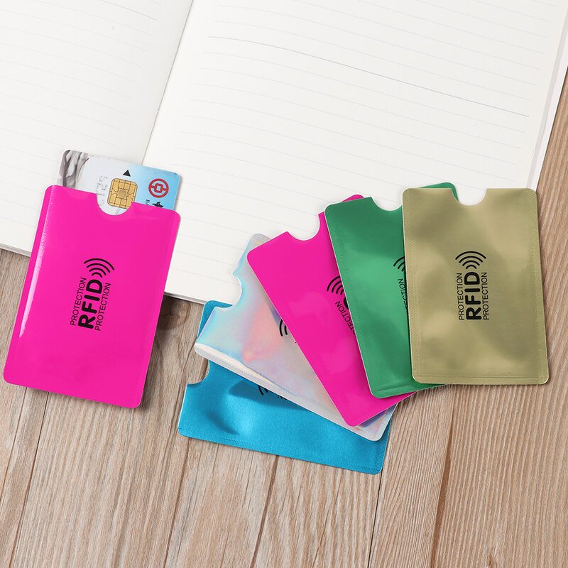 RFID 차단 리더 잠금 카드홀더 ID 은행 카드 케이스 보호, 알루미늄 금속 스마트 도난 방지 신용카드 홀더 카드홀더, 5 개