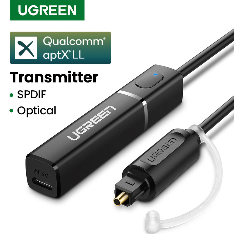Ugreen — Transmetteur TV Bluetooth 5.0 pour casque sans fil, câble optique Toslink à brancher sur le téléviseur, adaptateur SPDIF, rendu audio de qualité supérieure