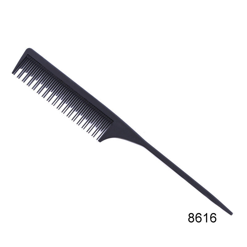 Peines negros para peluquería, peine de cola de plástico, antiestático, para cortar el pelo, 1 unidad