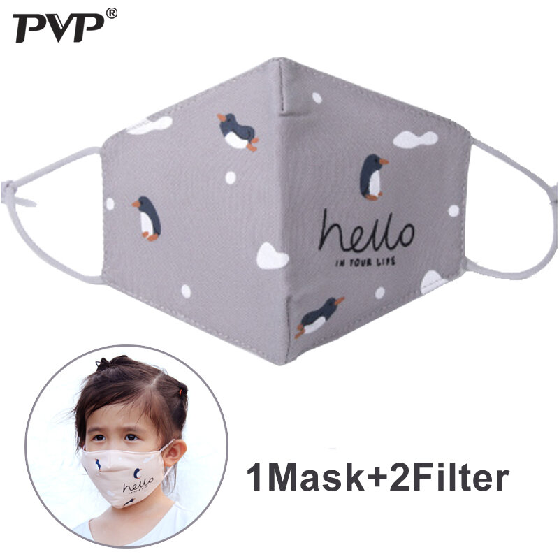 PVP 1Pcs Cotton PM2.5 Children's mask anti dust mask Activated carbon filter Windproof Mouth-muffle anime Masks Face masks