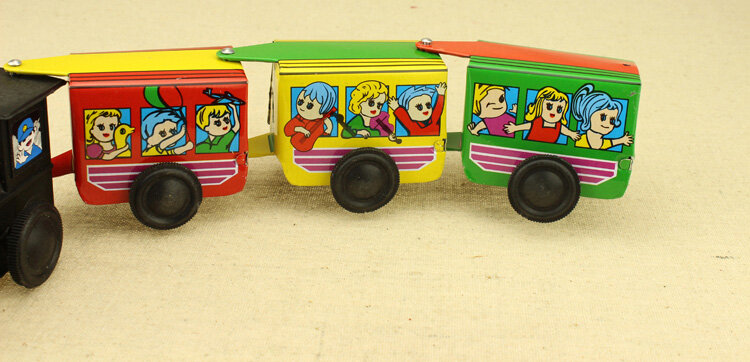 Unisex พลาสติกยาวสีสันตลกเด็กแฟนซีรถไฟของเล่นดีบุกรถไฟ Chain Wind-Up ของเล่น Vintage Vintage Nostalgic คลาสสิกของขวัญ2021