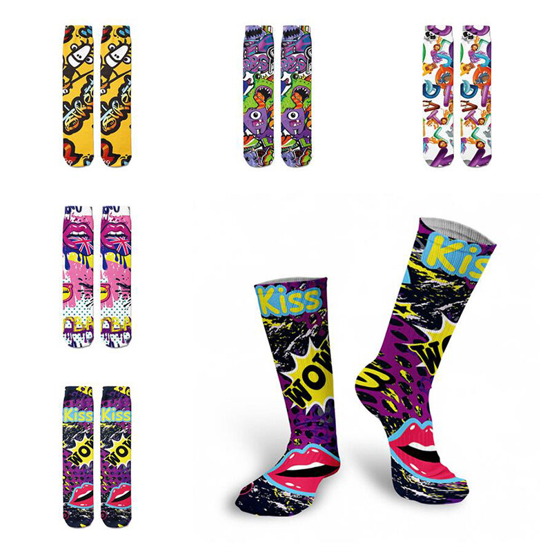 Calcetines de algodón con estampado 3D para hombre y mujer, medias comprimidas para Skateboarding, estilo Punk, Unisex